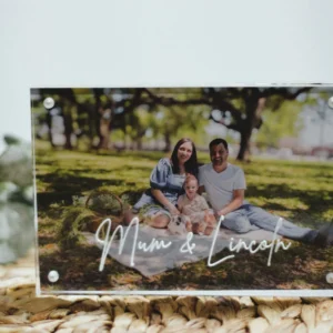 Custom Engraved Clear Acrylic Photo Frame – Two Available Sizes Magnetic Display
